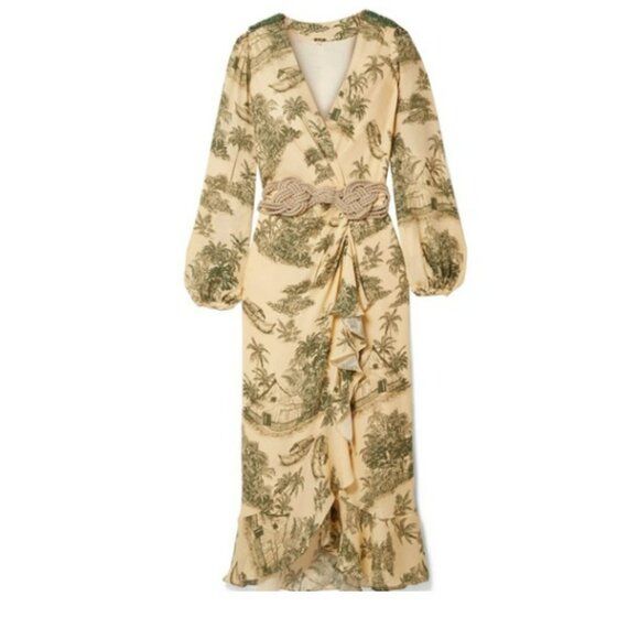 Johanna Ortiz Al Son Del Tambor Silk-Georgette Midi Dress + Woven Belt - Picture 2 of 16